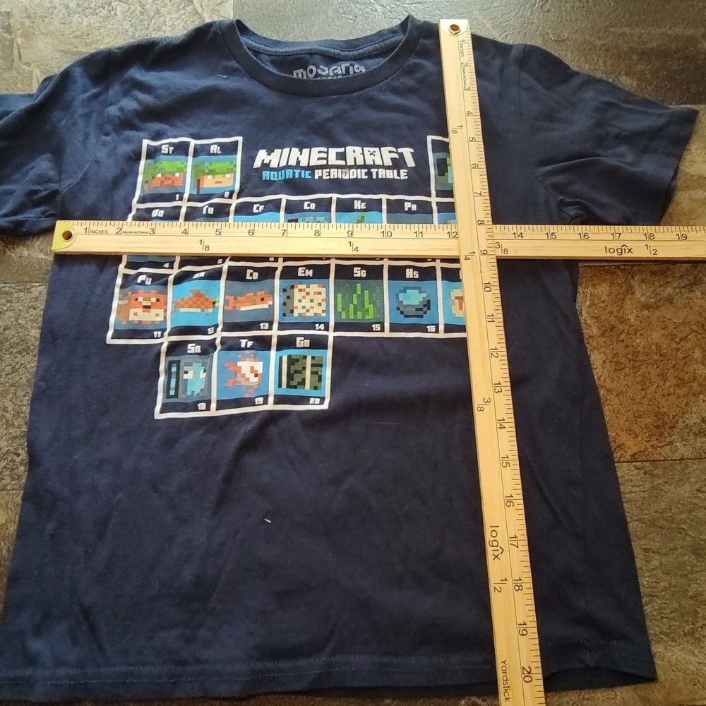 Minecraft T-Shirt Kids Medium Navy Blue Excellent Aquatic Periodic Table Graphic